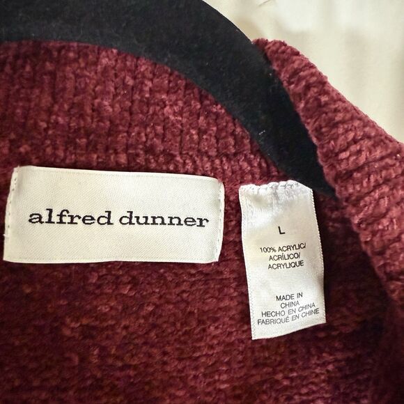 New Alfred Dunner Acadia Sweater Women's Large Chenille Knit Full Zip Brick Red - Picture 5 of 11